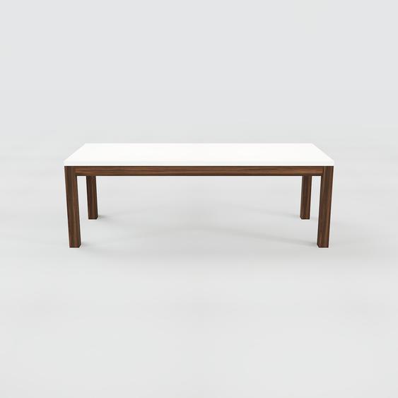 Table à manger - Blanc, avec cadre Noyer - 220 x 75 x 90 cm, personnalisable