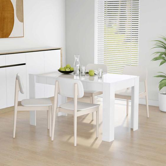 Table à manger blanc brillant 140x74,5x76 cm bois dingénierie