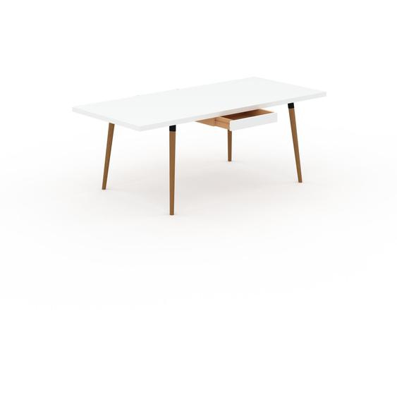 Table à manger - Blanc, design scandinave, pour salle à manger ou cuisine nordique, table extensible à rallonge - 200 x 75 x 90 cm