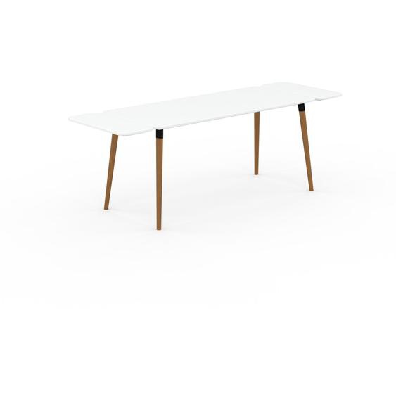 Table à manger - Blanc, design scandinave, pour salle à manger ou cuisine nordique, table extensible à rallonge - 220 x 75 x 70 cm