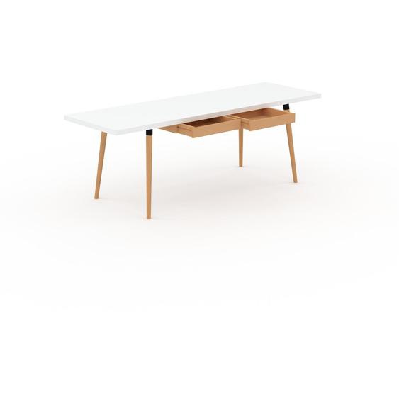 Table à manger - Blanc, design scandinave, pour salle à manger ou cuisine nordique, table extensible à rallonge - 220 x 75 x 70 cm