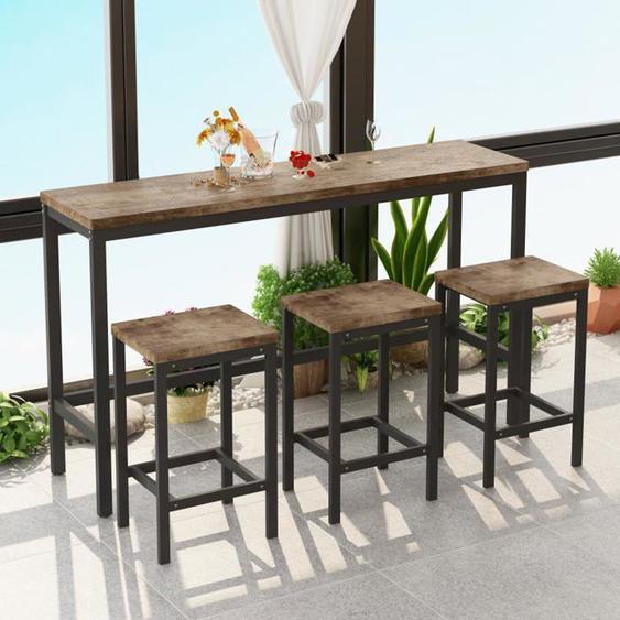 Table à manger de cuisine au design moderne - Longue table à manger avec 3 tabourets - Montage facile - Naturel