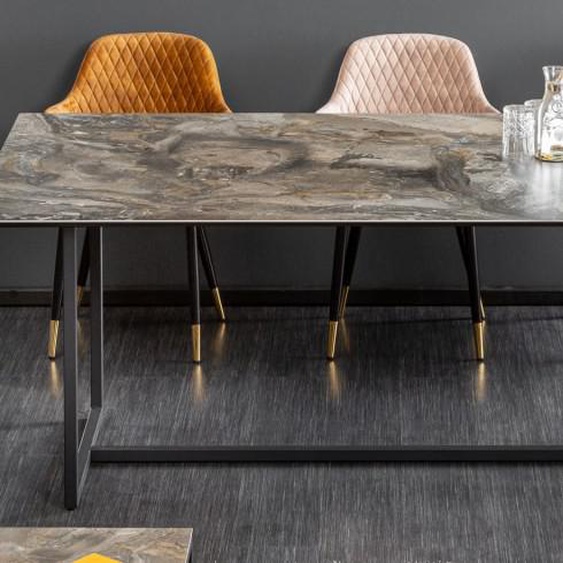 Table à manger design céramique - Baldo - Pierre foncée