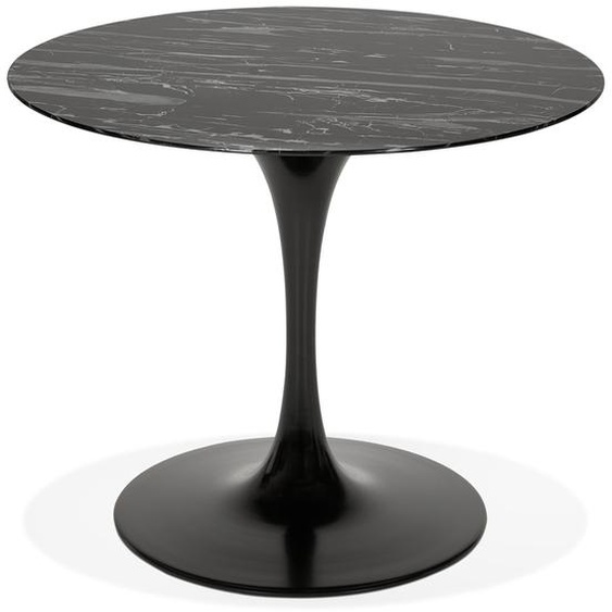 Table à manger design GOST ronde noire en verre effet marbre - Ø 90 CM