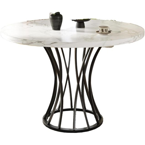 Table à manger, design moderne, structure robuste, noir - MDF et métal