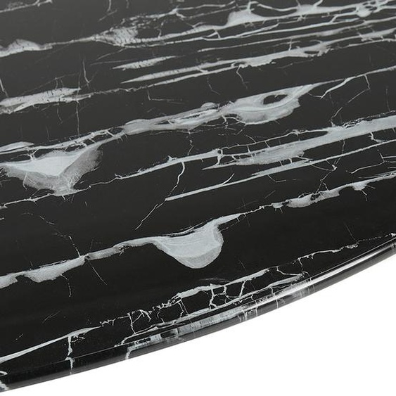 Table à manger design SHADOW ronde noire en verre effet marbre - Ø 140 CM