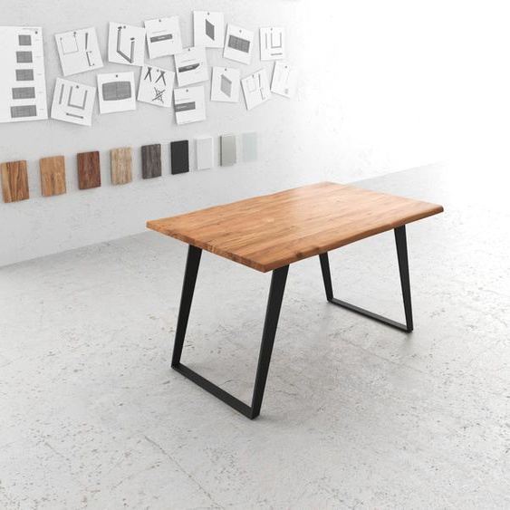 Table-à-manger Edge 140x90 acacia nature métal incliné Live-Edge, Tables de salle à manger, Baumkantenmöbel, Massivholzmöbel, Massivholz