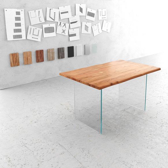 Table-à-manger Edge 140x90 acacia nature verre Live-Edge, Tables de salle à manger, Baumkantenmöbel, Massivholzmöbel, Massivholz