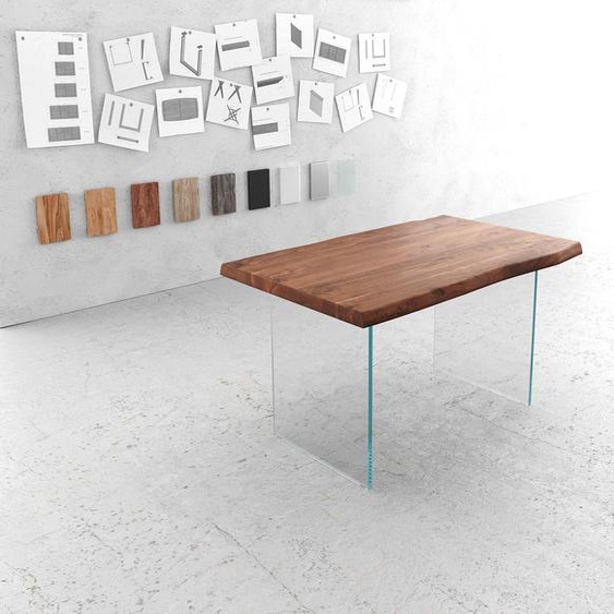 Table-à-manger Edge 140x90 XL acacia marron verre Live-Edge, Tables de salle à manger, Baumkantenmöbel, Massivholzmöbel, Massivholz