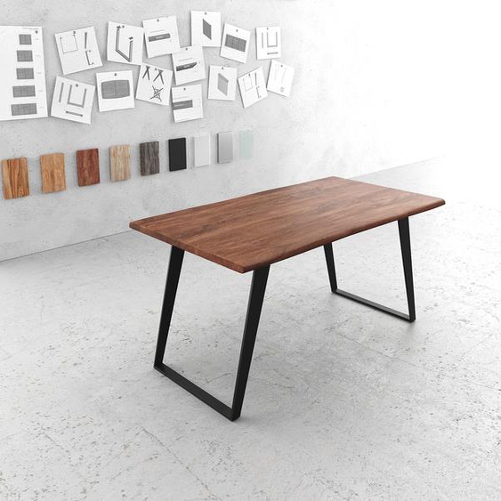 Table-à-manger Edge 160x90cm acacia marron métal noir incliné Live-Edge, Tables de salle à manger, Baumkantenmöbel, Massivholzmöbel, Massivholz