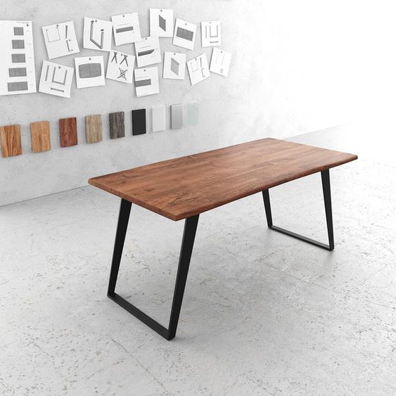 Table-à-manger Edge 180x90cm acacia marron métal noir incliné Live-Edge, Tables de salle à manger, Baumkantenmöbel, Massivholzmöbel, Massivholz