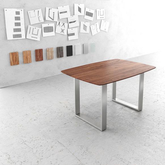 Table à manger Edge Boot 140x90 acacia marron acier inoxydable small Bord suisse, Tables de salle à manger