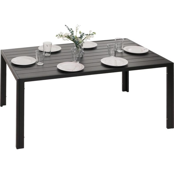 Table à manger en aluminium HWC-N40, table de bistrot table de jardin table de balcon, résistant aux intempéries 140x80cm ~ anthracite