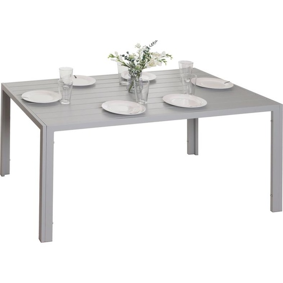 Table à manger en aluminium HWC-N40, table de bistrot table de jardin table de balcon, résistant aux intempéries 140x80cm ~ gris clair