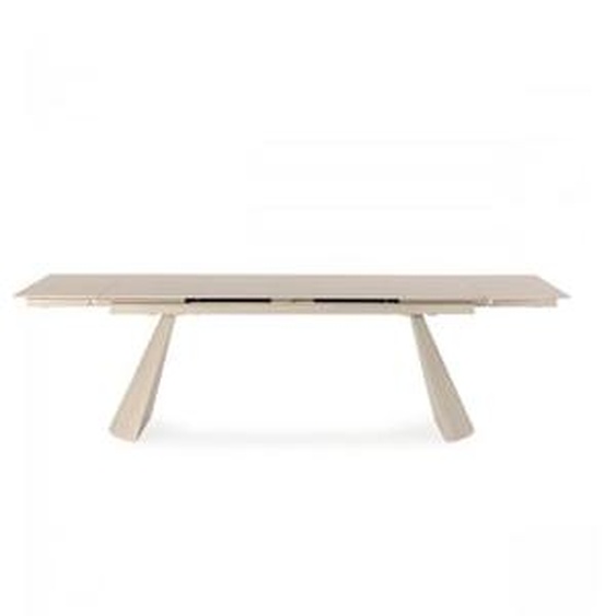 Table à manger extensible 180 à 260 cm ROMEO plateau pierre effet travertin