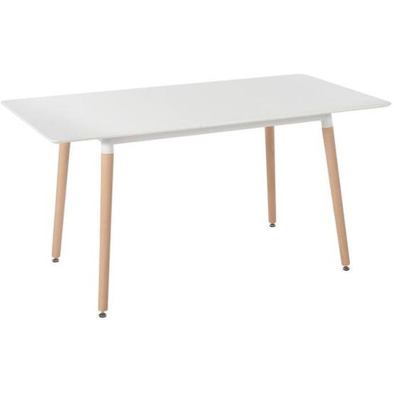Table à manger extensible blanche effet bois clair - BELIANI - MIRABEL - 6 personnes - Scandinave - Moderne