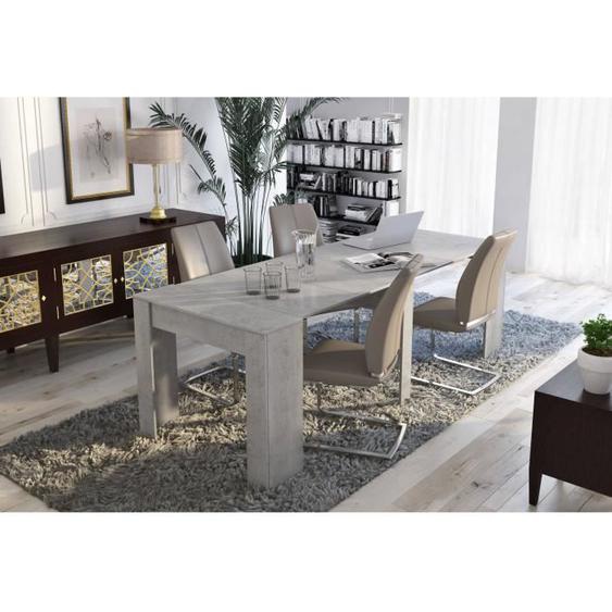 Table à manger extensible DMORA - Gris béton - Dimensions 90 x 51 x 77 cm