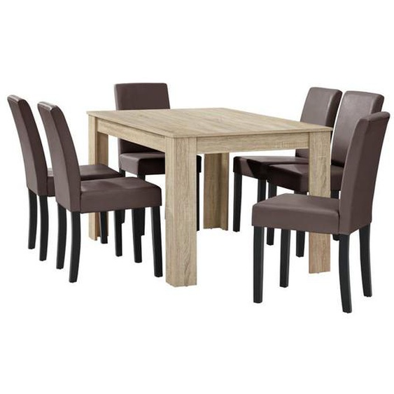 Table à manger - Marron - 140 x 90 cm - Rectangulaire - Bois massif
