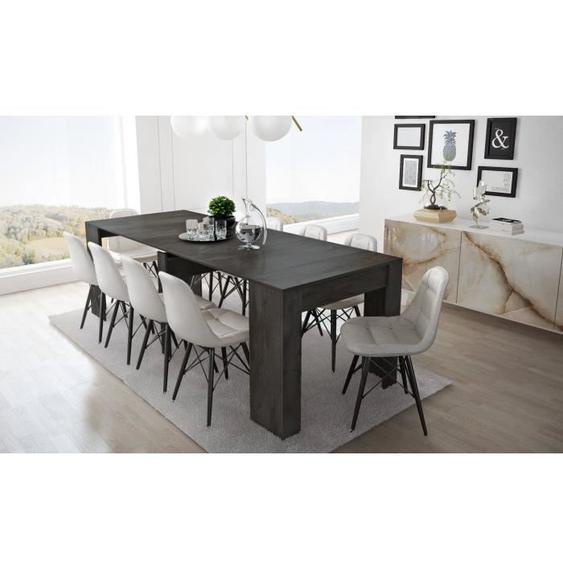 Table à manger moderne extensible DMORA - Anthracite - Dimensions 90x51x77cm (jusquà 237 avec rallonges)