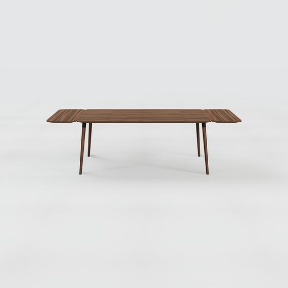 Table à manger - Noyer, design scandinave, pour salle à manger ou cuisine nordique, table extensible à rallonge - 260 x 75 x 90 cm