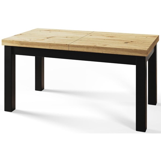 Table à manger rectangulaire extensible – Moderne table de salon, table de cuisine et table à manger – Table avec pieds en bois, construction stable, dimensions de 160 – 210 cm – Couleur Artisan