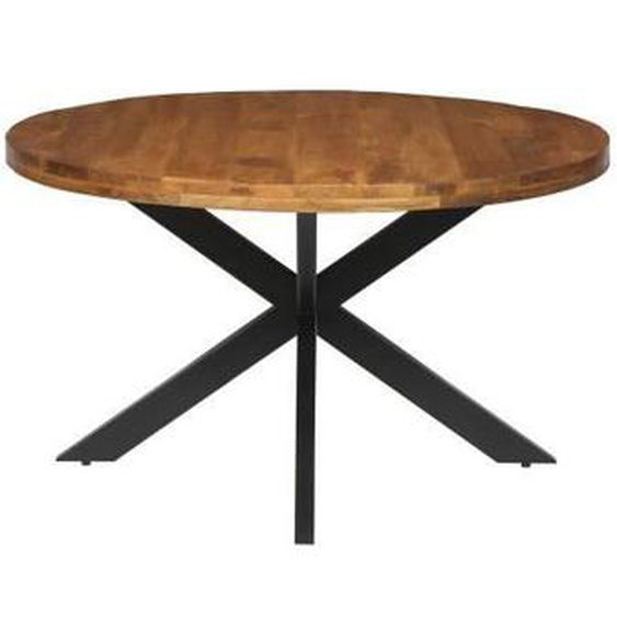 Table à manger ronde - BOURGIA - Bois massif Mangolia - Finition noire mate - 6 places
