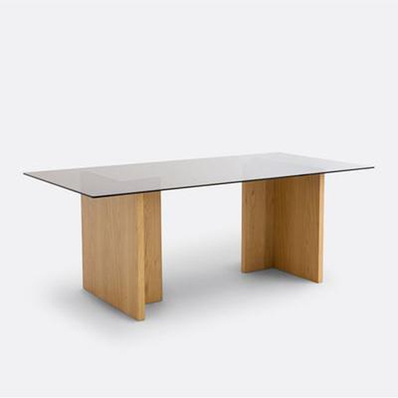 Table à manger, verre fumé, 6/8 couverts, Archita