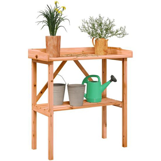 Table à plantes avec étagère marron 78x38x82,5 cm bois de sapin
