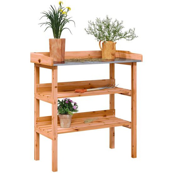Table à plantes avec étagères marron 78x38x82,5cm bois de sapin