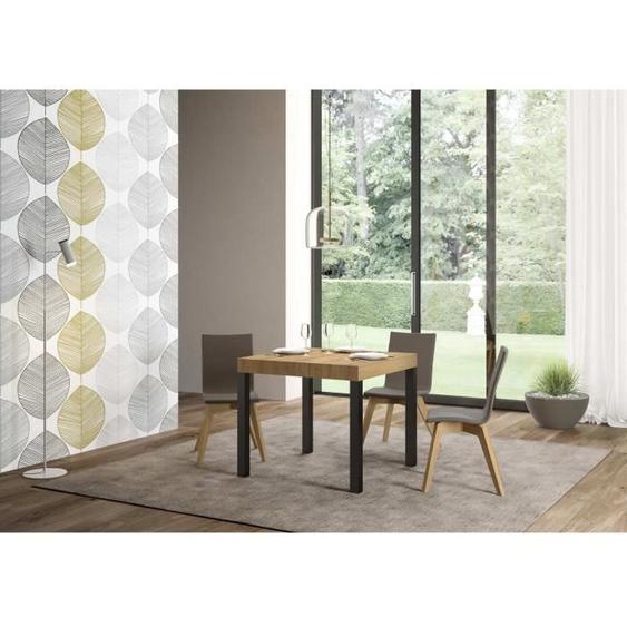 Table à rallonge Everyday Plateau chêne Natura 90x90 allongé 246 Structure anthracite