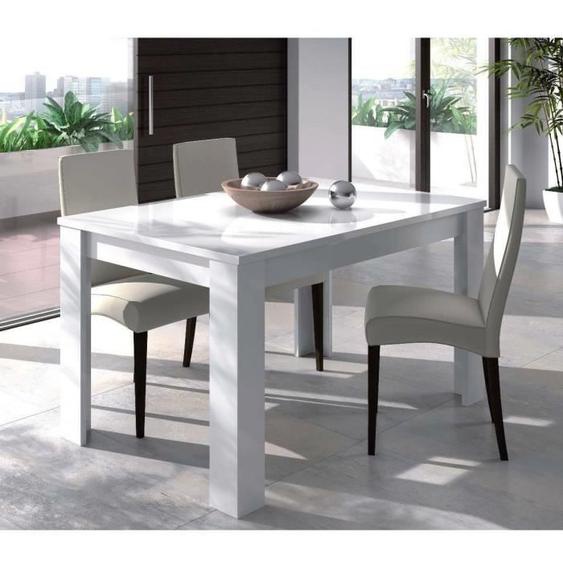 Table à rallonge Midland - DMORA - Blanc brillant - Rectangulaire - 8 personnes - 140-190x90h78 cm