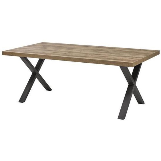 Table - ALTOBUY - Jenna - 200cm - Métal Poudré Noir - 8 Places - Style Industriel