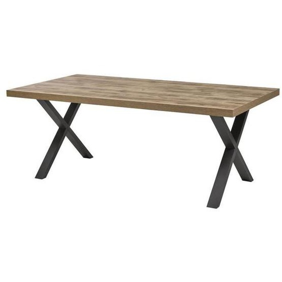 Table - ALTOBUY - NILLA - 230cm - Aspect Bois - Piètement Métal Poudré Noir - 8 Places