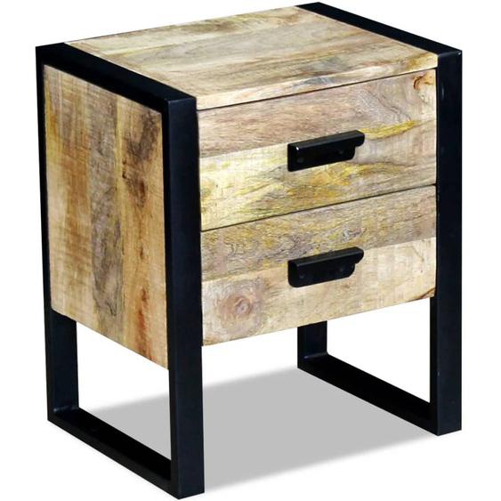 Table auxiliaire à 2 tiroirs bois manguier massif 43x33x51 cm
