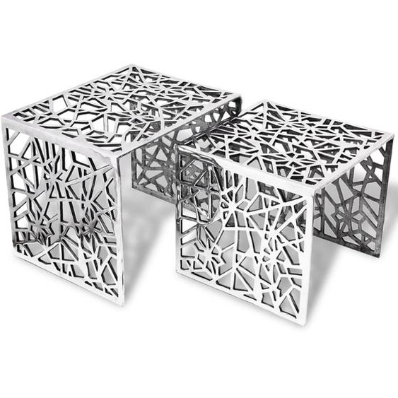 Table auxiliaire carrée 2 pièces Aluminium Argenté