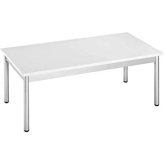 Table basse 100 x 50 cm - Blanc pieds métal Aluminium