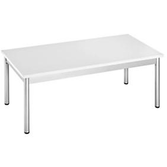 Table basse 100 x 50 cm - Blanc pieds métal Aluminium