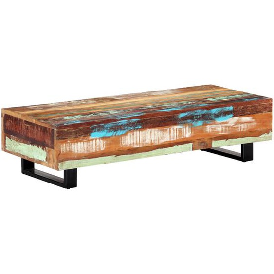Table basse 120x50x30 cm Bois de récupération solide et acier