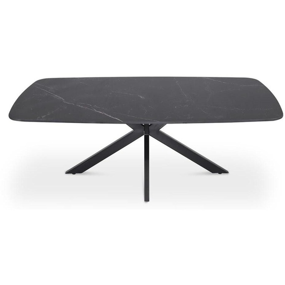 Table basse ARVENA – Table basse rectangulaire 130x70 cm – Pierre noire & métal – Design élégant et contemporain