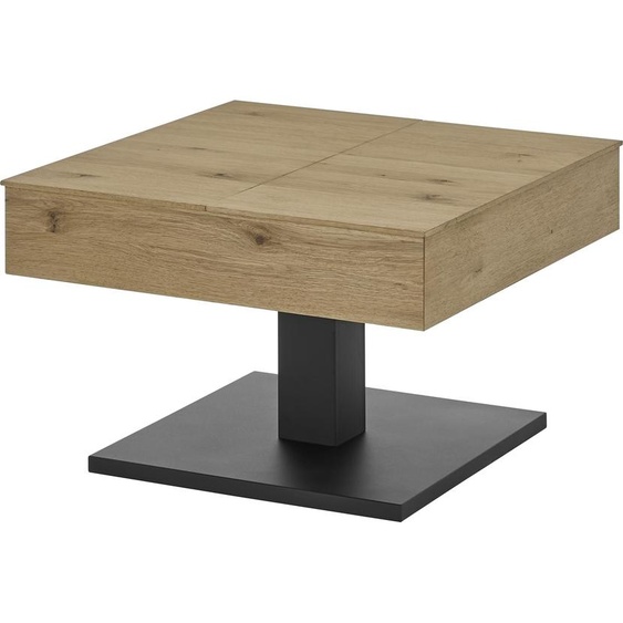 Couchtisch ASHTON aufklappbar, Eiche furniert / schwarz - 70x45x70 (BxHxT)