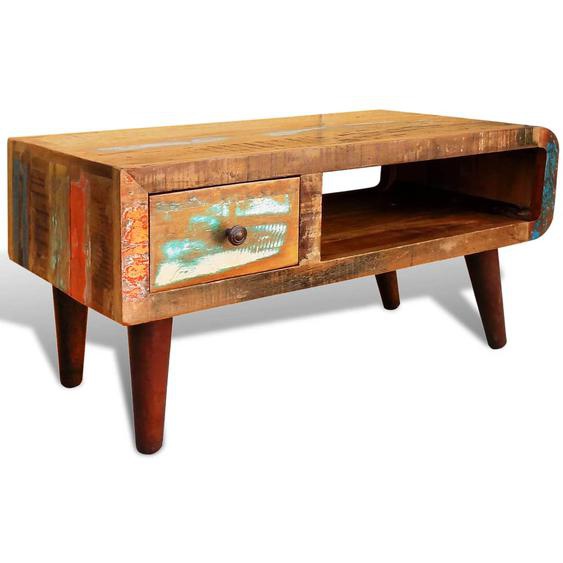 Table basse avec bord incurvé et 1 tiroir Bois de récupération