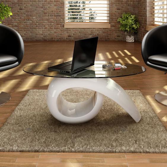 Table basse avec dessus de table en verre ovale Blanc brillant