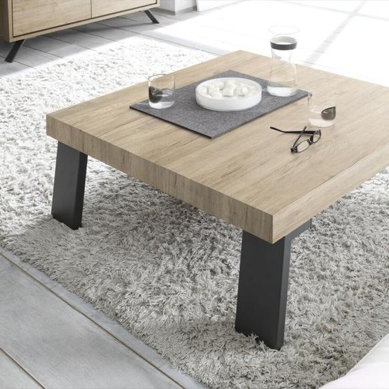 Table basse avec pieds en métal, Collection SHOW, coloris chêne clair