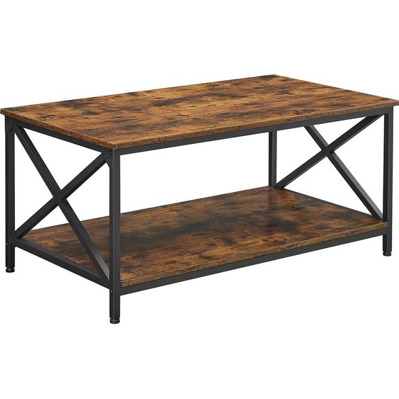 Table basse avec rangement, brun-noir vintage