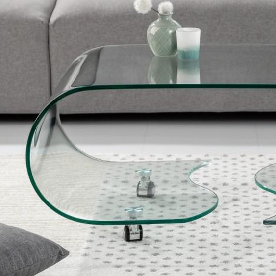 Table basse avec roulettes en verre - Izan