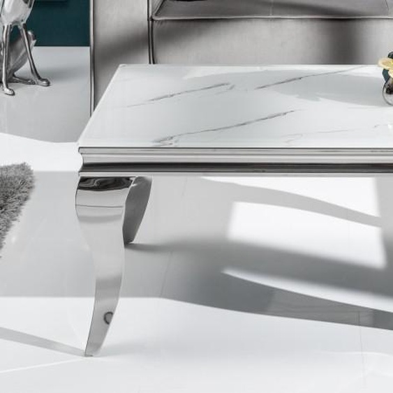 Table basse baroque marbre verre - Zita