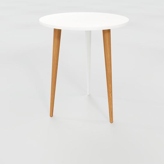 Table basse - Blanc, ronde, design scandinave, petite table pour salon élégante - 40 x 49 x 40 cm, personnalisable
