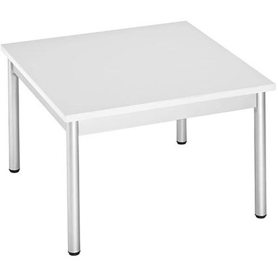 Table basse carrée 60 x 60 cm - Blanc pieds métal Aluminium