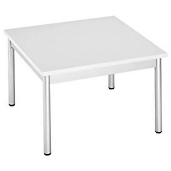 Table basse carrée 60 x 60 cm - Blanc pieds métal Aluminium