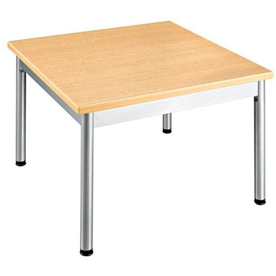 Table basse carrée 60 x 60 cm - Hêtre pieds métal Aluminium